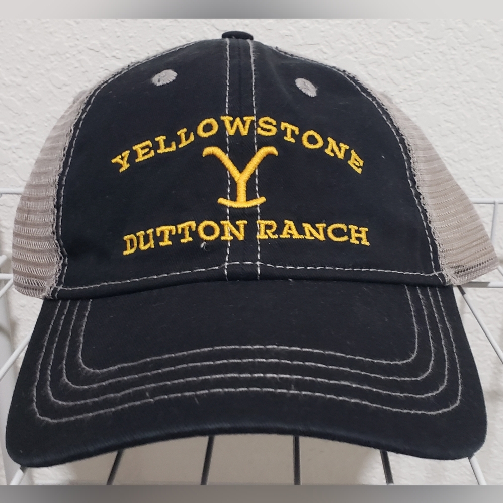Yellowstone Tv Show Logo Dutton Ranch Licensed Trucker Black And Gray Hat New
